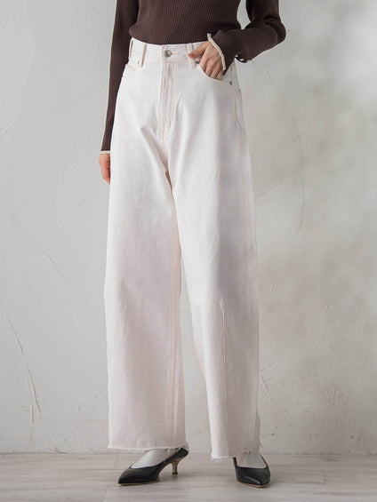 カーブデニムパンツ≪洗濯機で洗える≫