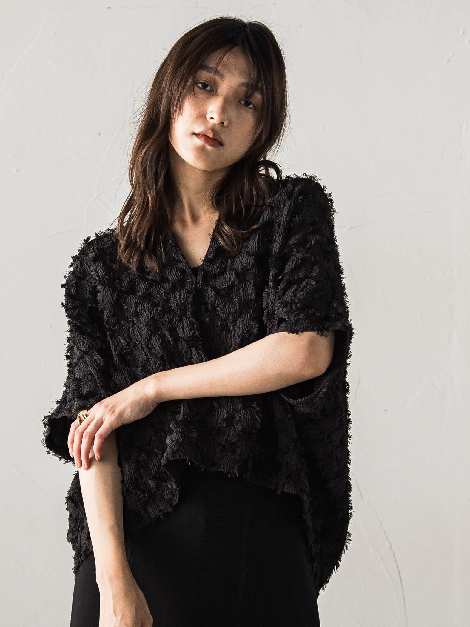 ジャガードフリンジスキッパーブラウス