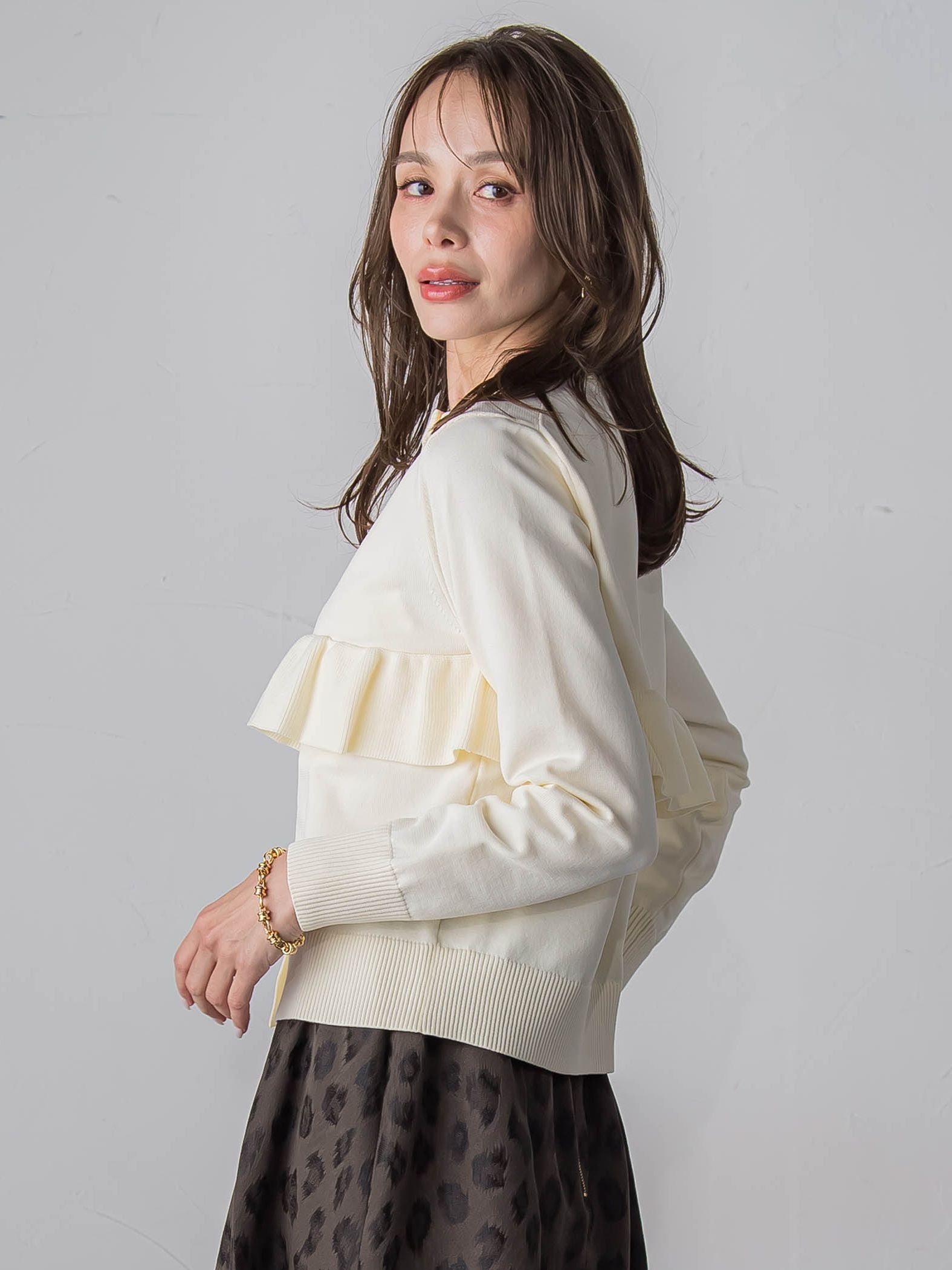 【WEB限定】フリルクルーカーディガン