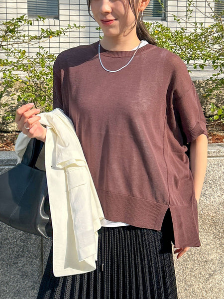 【WEB限定】リネンライクシアーニット≪手洗い可能≫