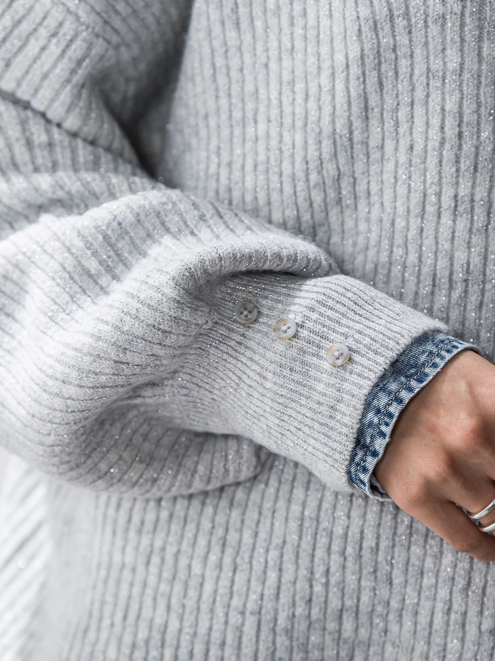 ラメリブボトルネックニット≪手洗い可能≫