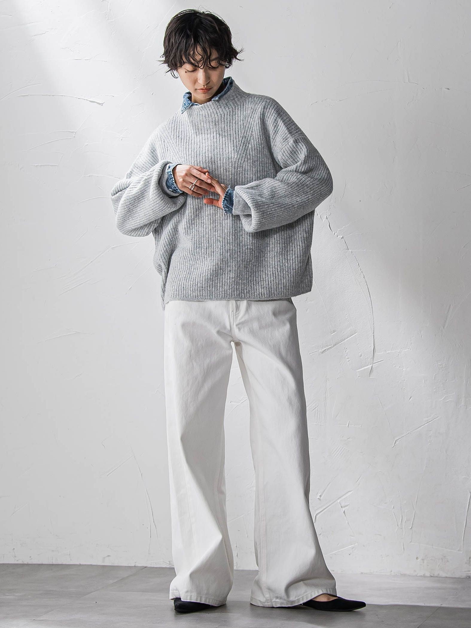 ラメリブボトルネックニット≪手洗い可能≫