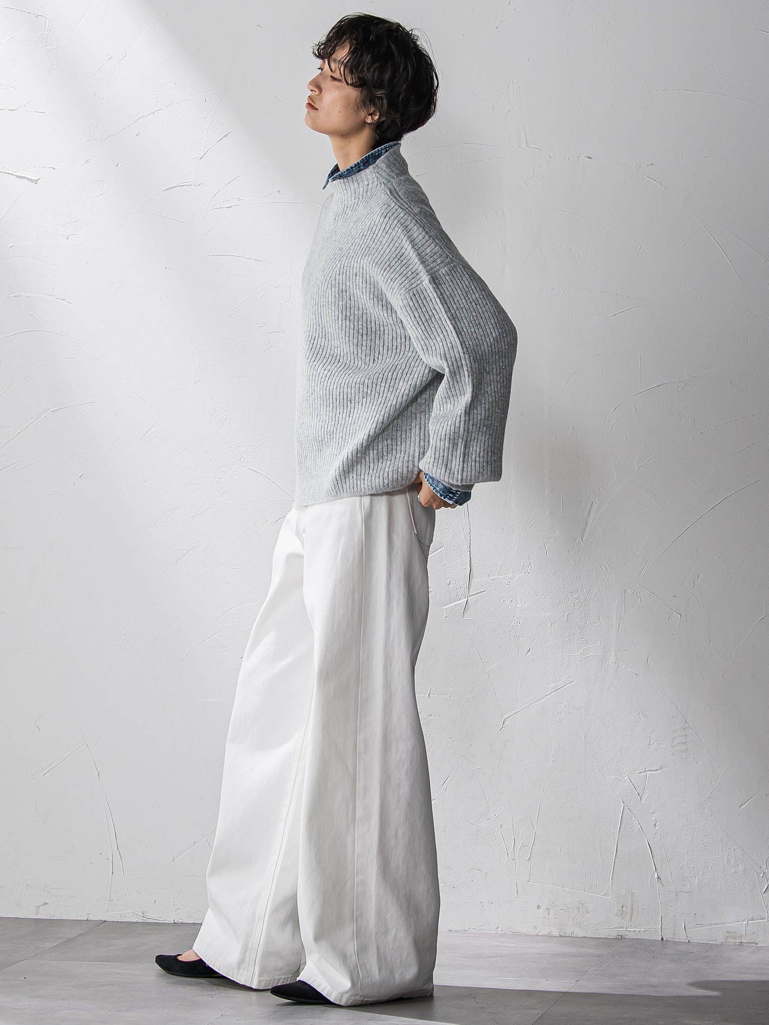 ラメリブボトルネックニット≪手洗い可能≫