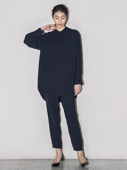 ダブルクロス2WAYロングシャツブラウス≪洗濯機で洗える/セットアップ対応≫