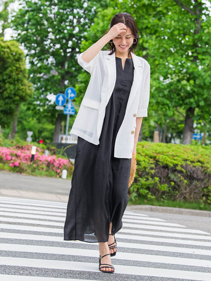 【WEB限定】ラミーノースリーブワンピース≪洗濯機で洗える≫