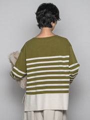 【ふわもち】ボーダーニット≪洗濯機で洗える≫