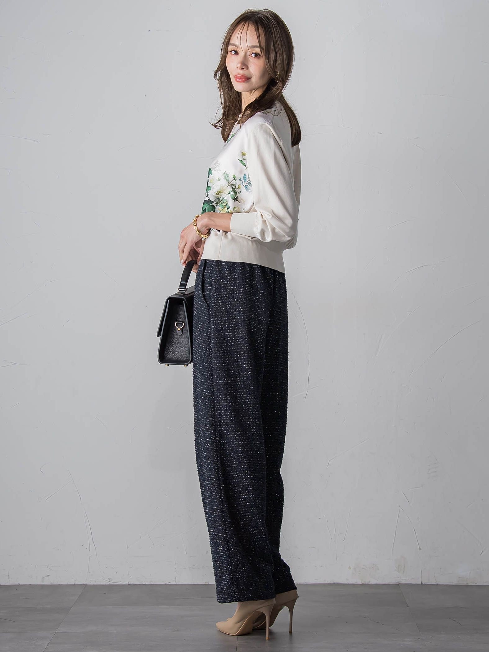 ツイードラメワイドパンツ