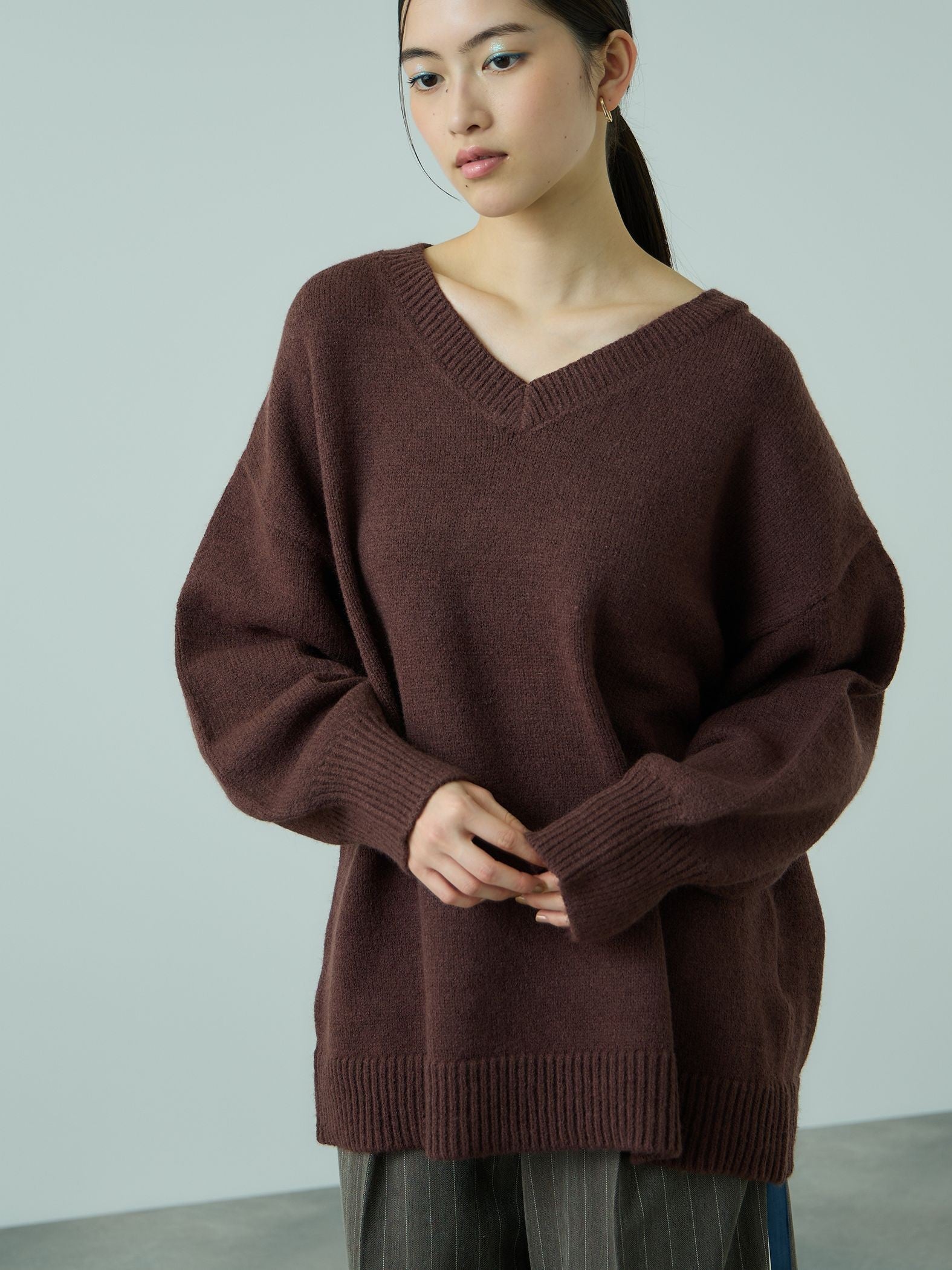 アルパカタッチVネックニットプルオーバー≪手洗い可能≫