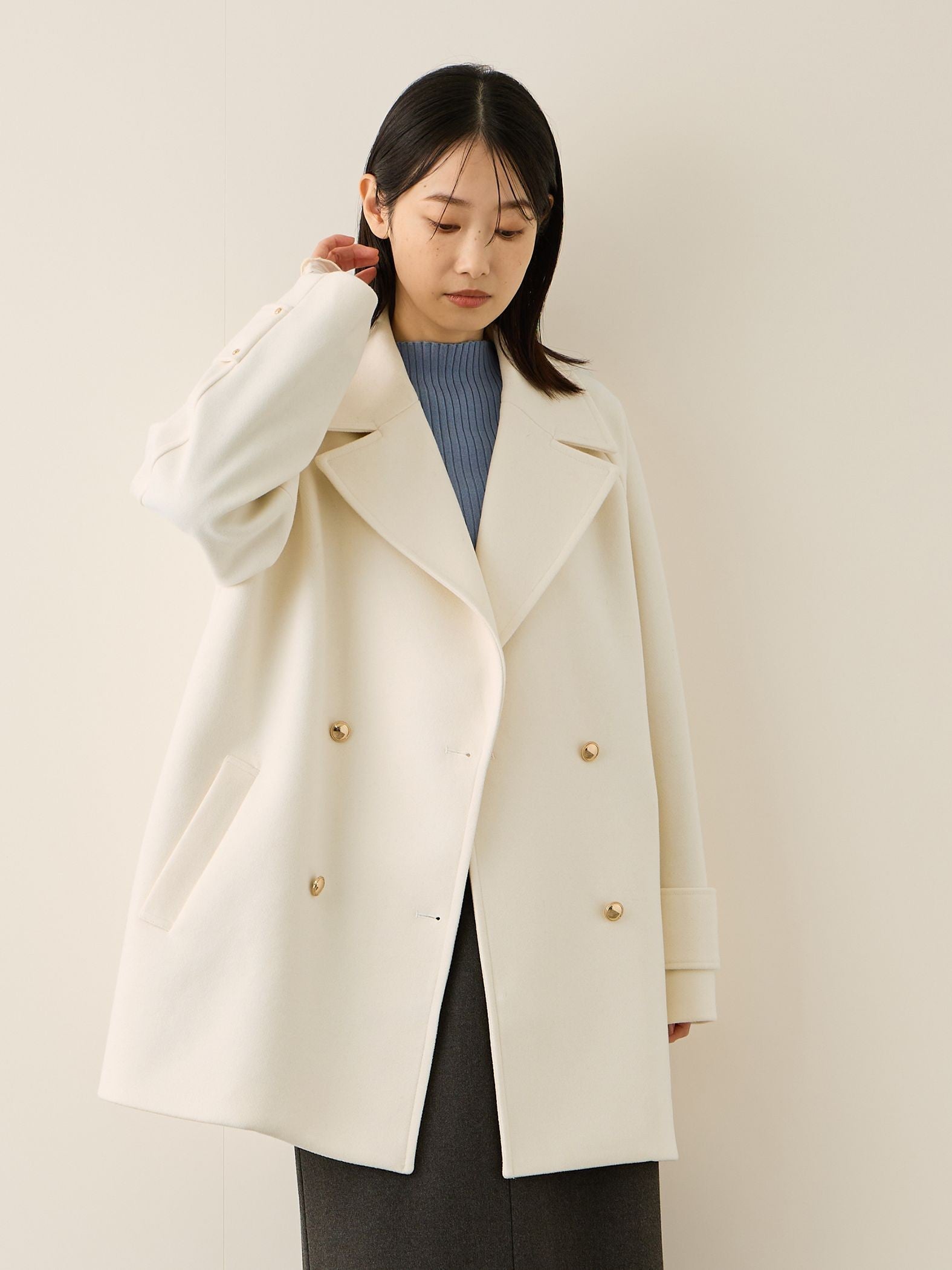 ウール調ジャージーオーバーサイズコート