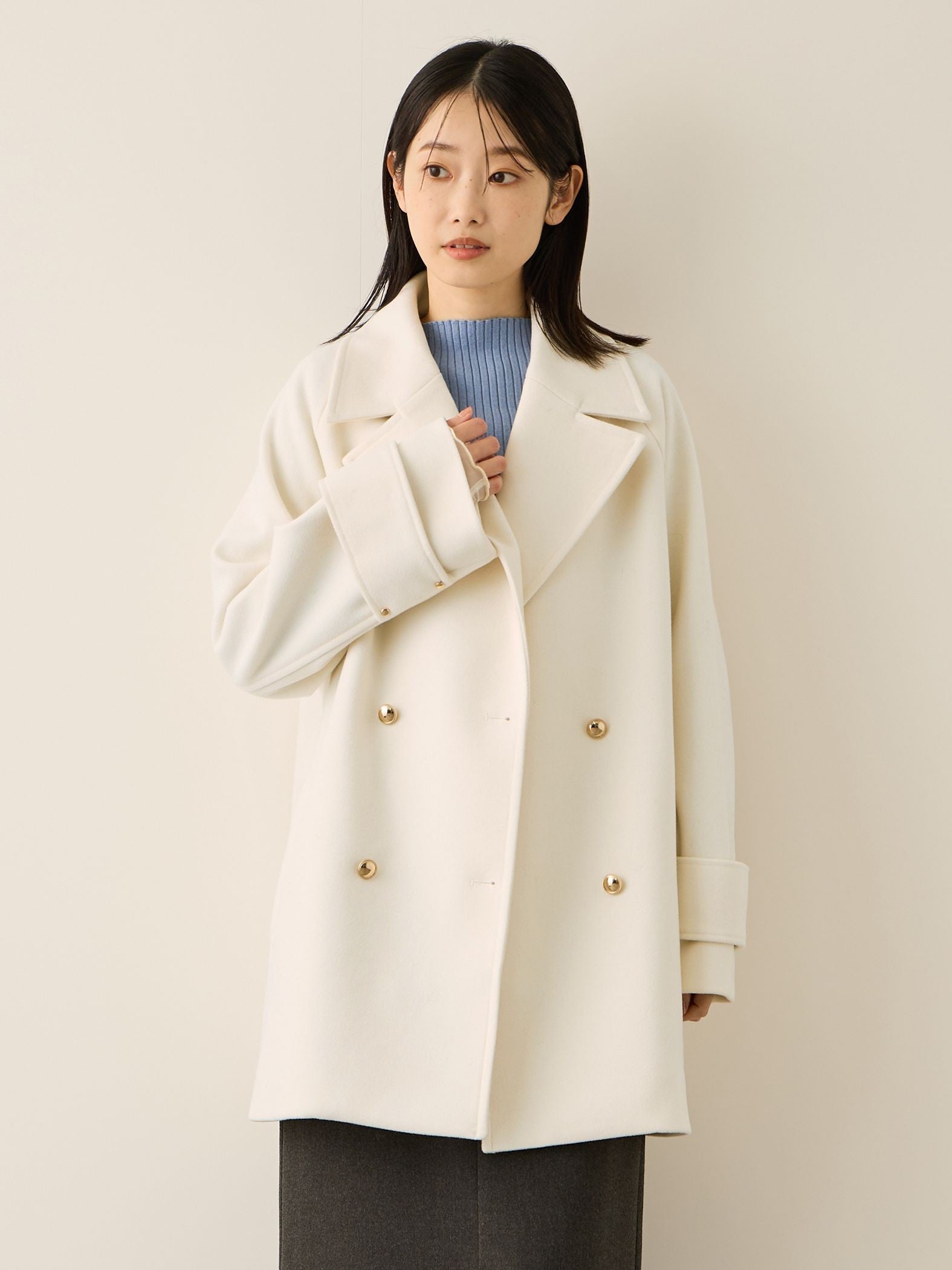 ウール調ジャージーオーバーサイズコート