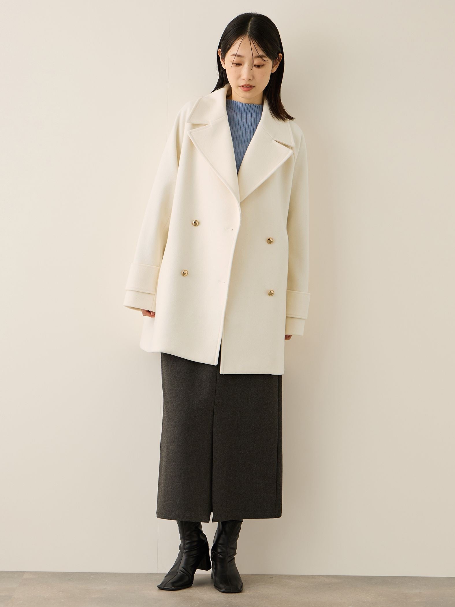 ウール調ジャージーオーバーサイズコート