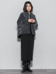 キルティング×フェイクファーリバーシブルブルゾン