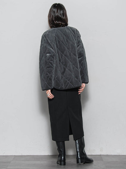 キルティング×フェイクファーリバーシブルブルゾン