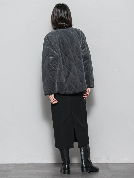 キルティング×フェイクファーリバーシブルブルゾン