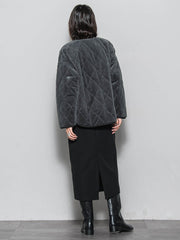 キルティング×フェイクファーリバーシブルブルゾン