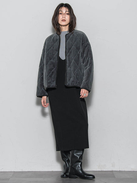 キルティング×フェイクファーリバーシブルブルゾン