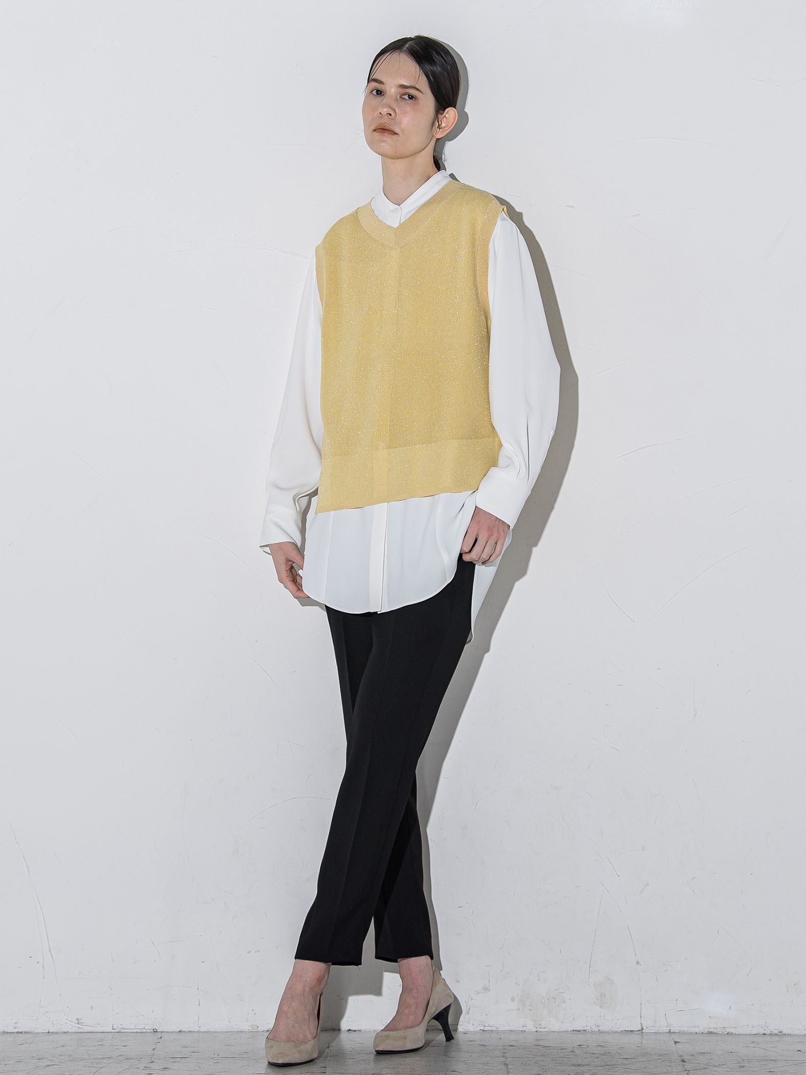 ダブルクロス2WAYロングシャツブラウス≪洗濯機で洗える/セットアップ対応≫