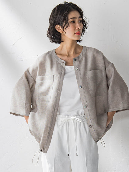 【大きいサイズ】シャンブレーメッシュブルゾン≪手洗い可能≫