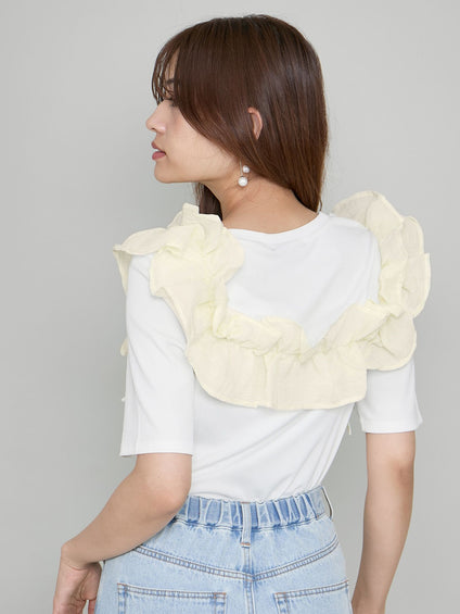 ギャザーフリルTシャツ≪手洗い可能≫