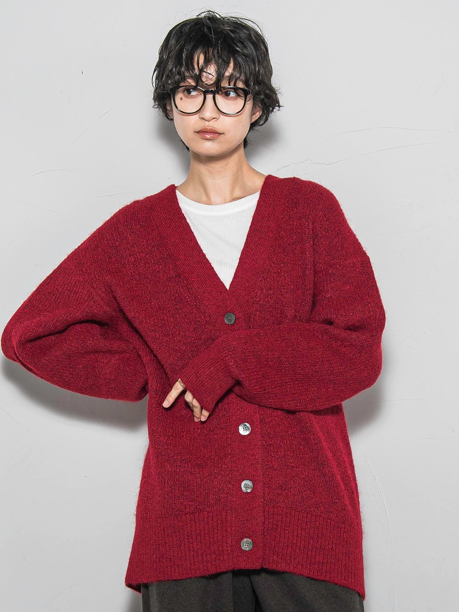 【新色追加】フラッフィーVネックニットカーディガン≪手洗い可能≫