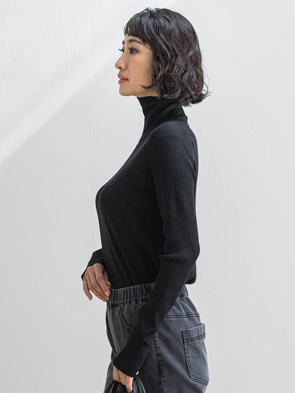 【大きいサイズ】ラメリブタートルニット