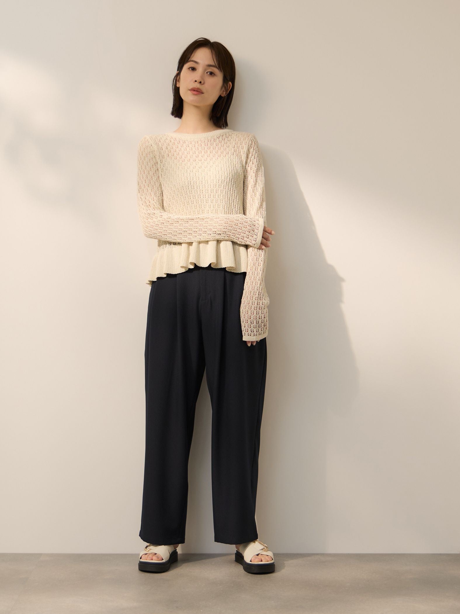 2WAYメランジツイルタックワイドパンツ