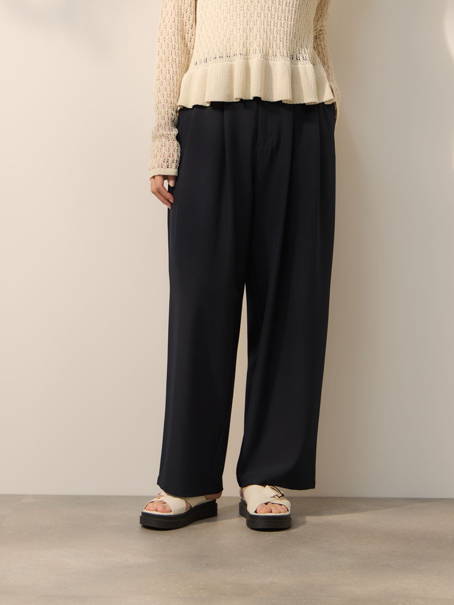 2WAYメランジツイルタックワイドパンツ