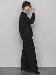 【一瞬で楽とキレイを叶える】裏起毛イージーワイドパンツ≪手洗い可能≫