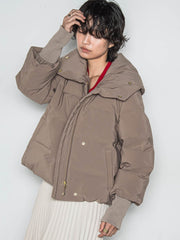 袖口リブシームレスダウンジャケット