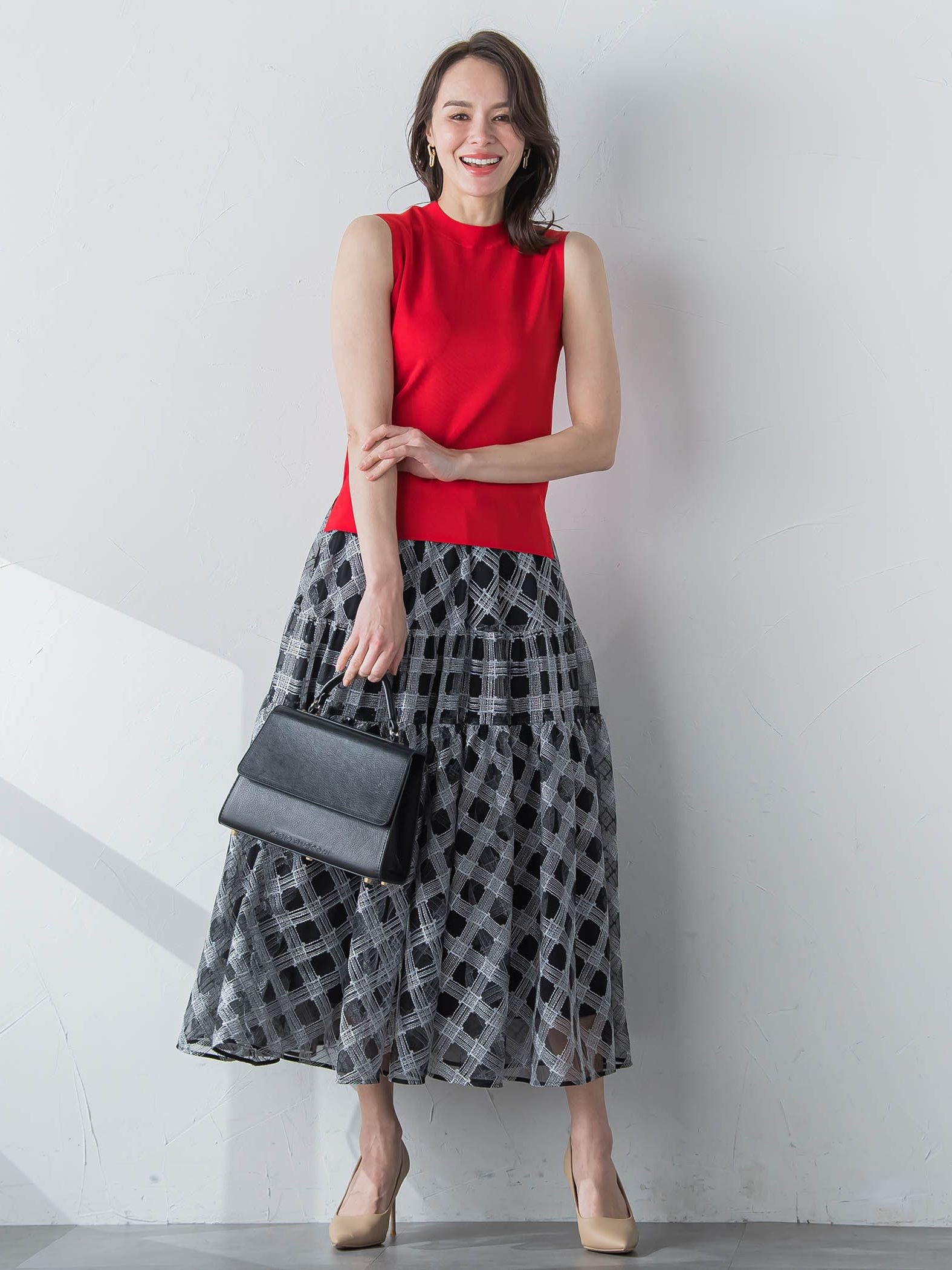 バイアスチェック刺繍スカート | Viaggio Blu（ビアッジョブルー  