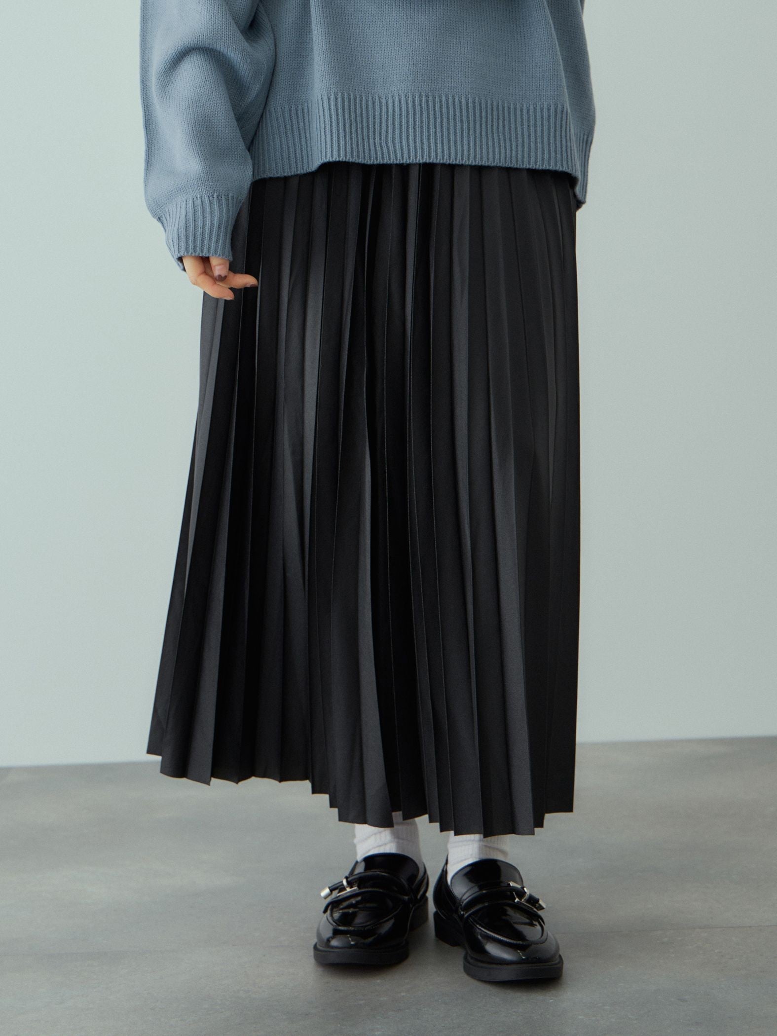 レザーライクジョーゼットプリーツスカート≪手洗い可能≫