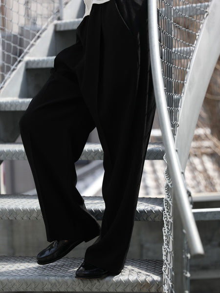 Tuck wide pants【日本製】≪手洗い可能≫