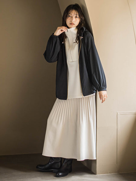 【40周年限定】ケーブルニットスリーブハーフZIPダンボールプルオーバー