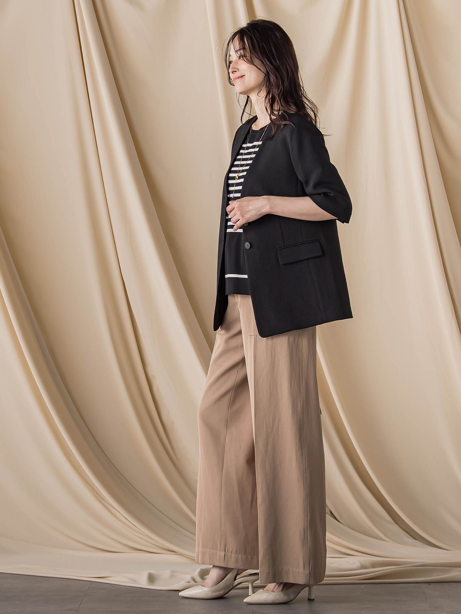 トリッカースラブハーフスリーブジャケット≪手洗い可能・防シワ・UV≫