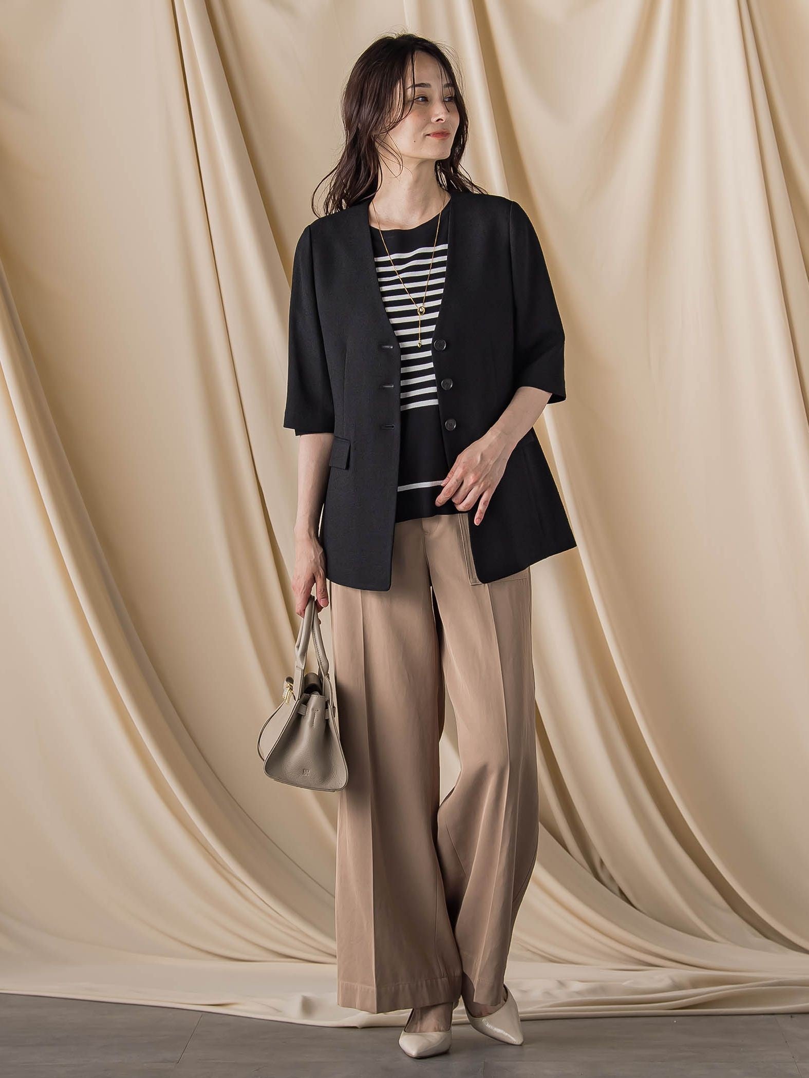 トリッカースラブハーフスリーブジャケット≪手洗い可能・防シワ・UV≫