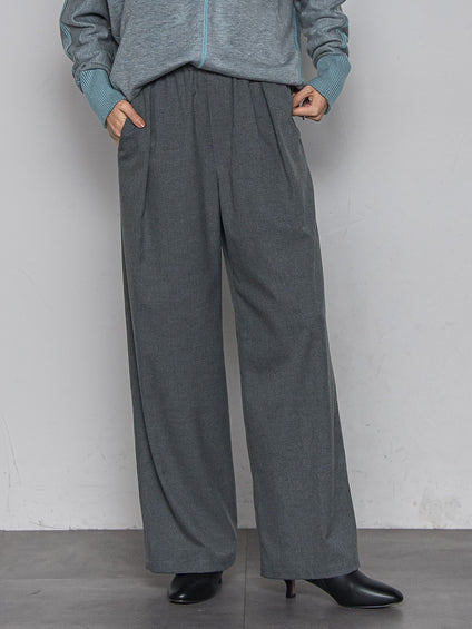 【一瞬で楽とキレイを叶える】裏起毛イージーワイドパンツ≪手洗い可能≫