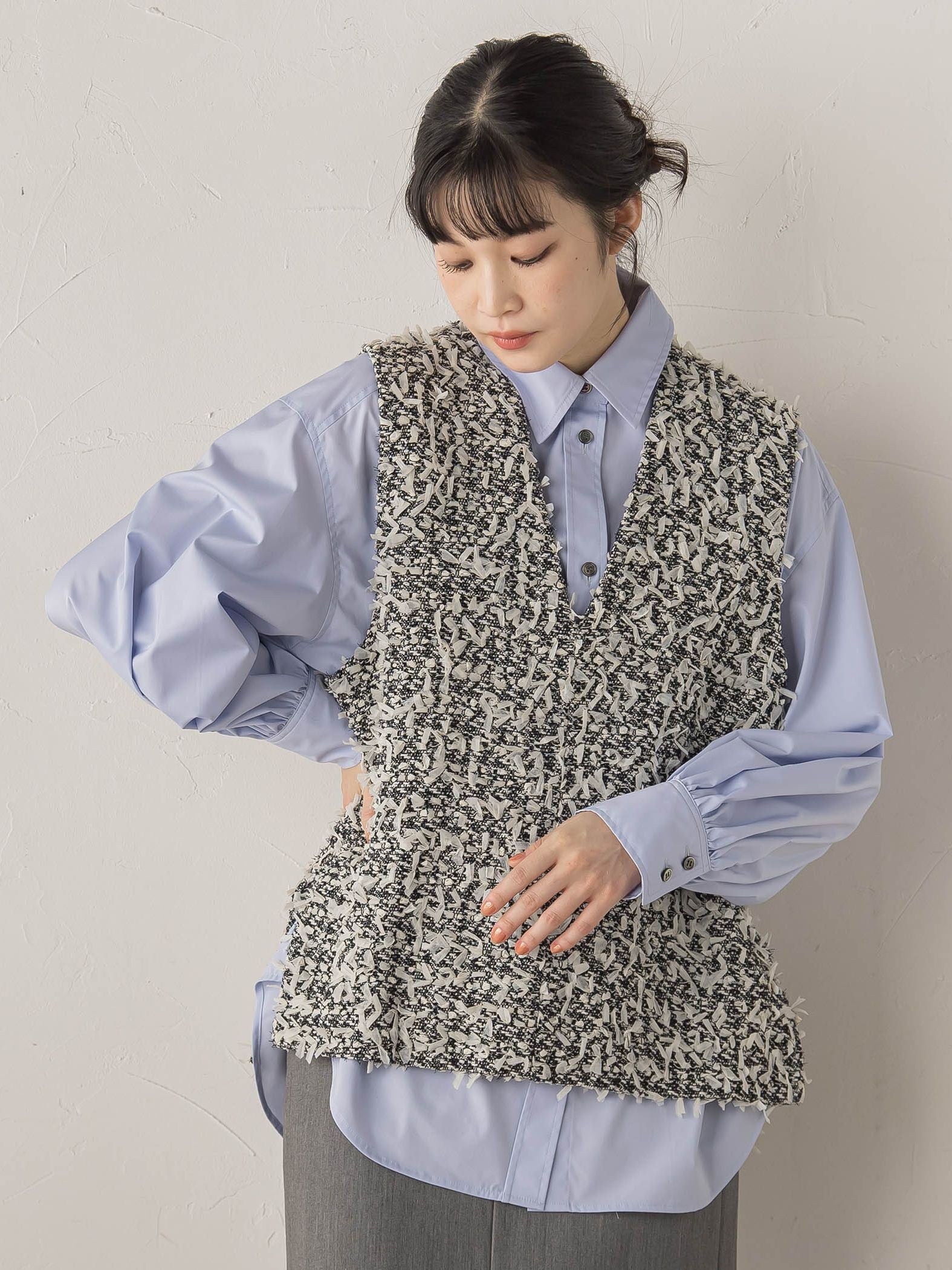 モナコツィードブラウス≪手洗い可能≫