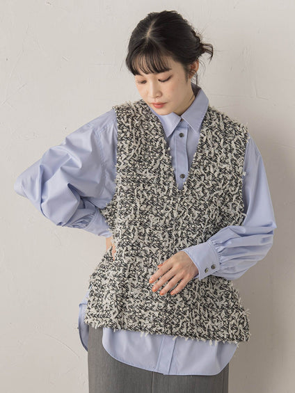 モナコツィードブラウス≪手洗い可能≫