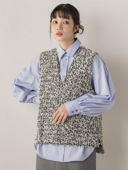 モナコツィードブラウス≪手洗い可能≫