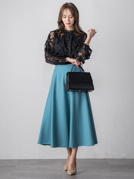 スパンコールテープチュールブラウス