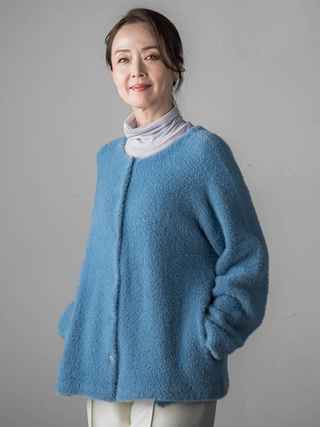 【大きいサイズ】フェザーヤーンニットカーディガン
