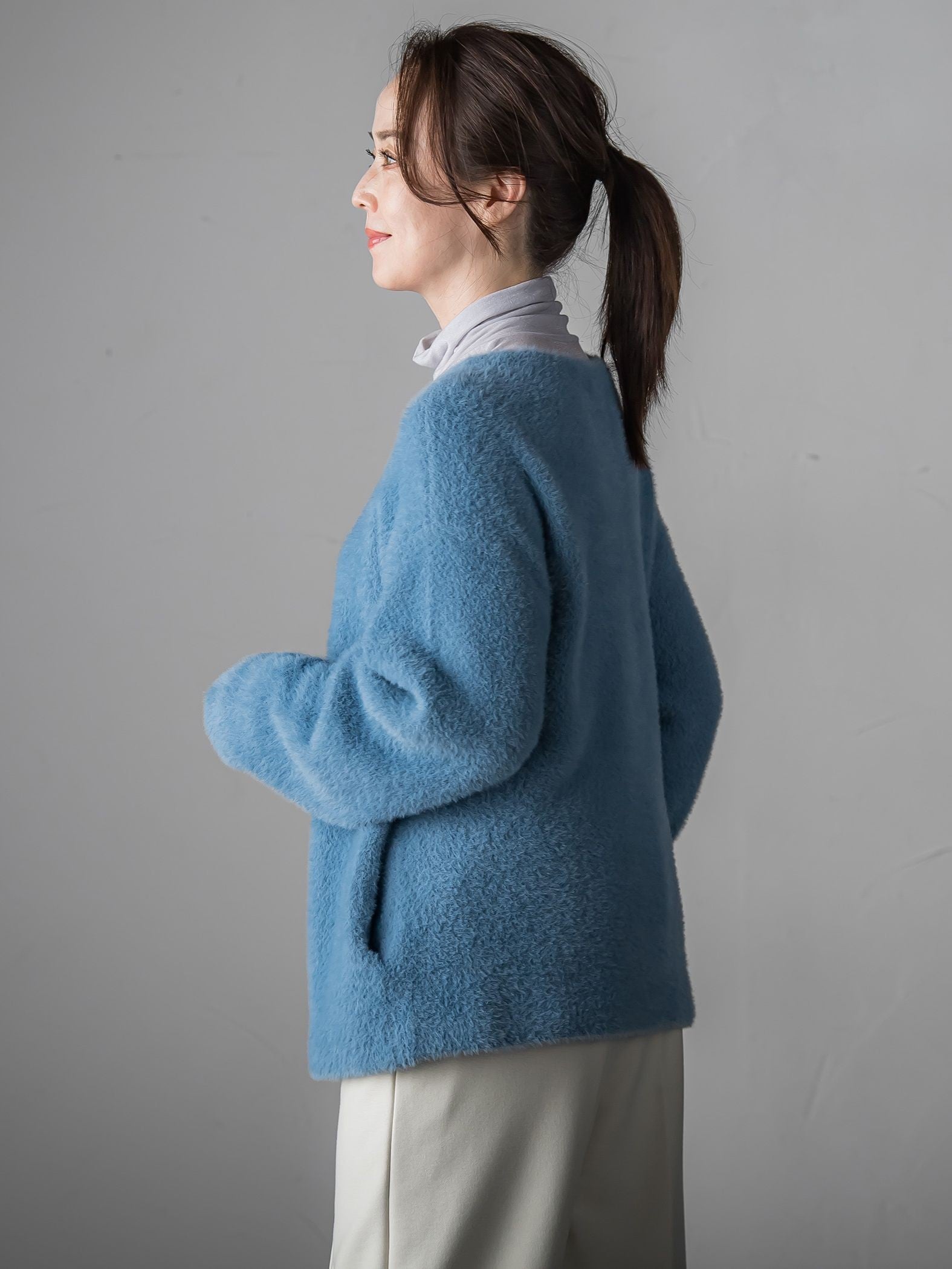 【大きいサイズ】フェザーヤーンニットカーディガン