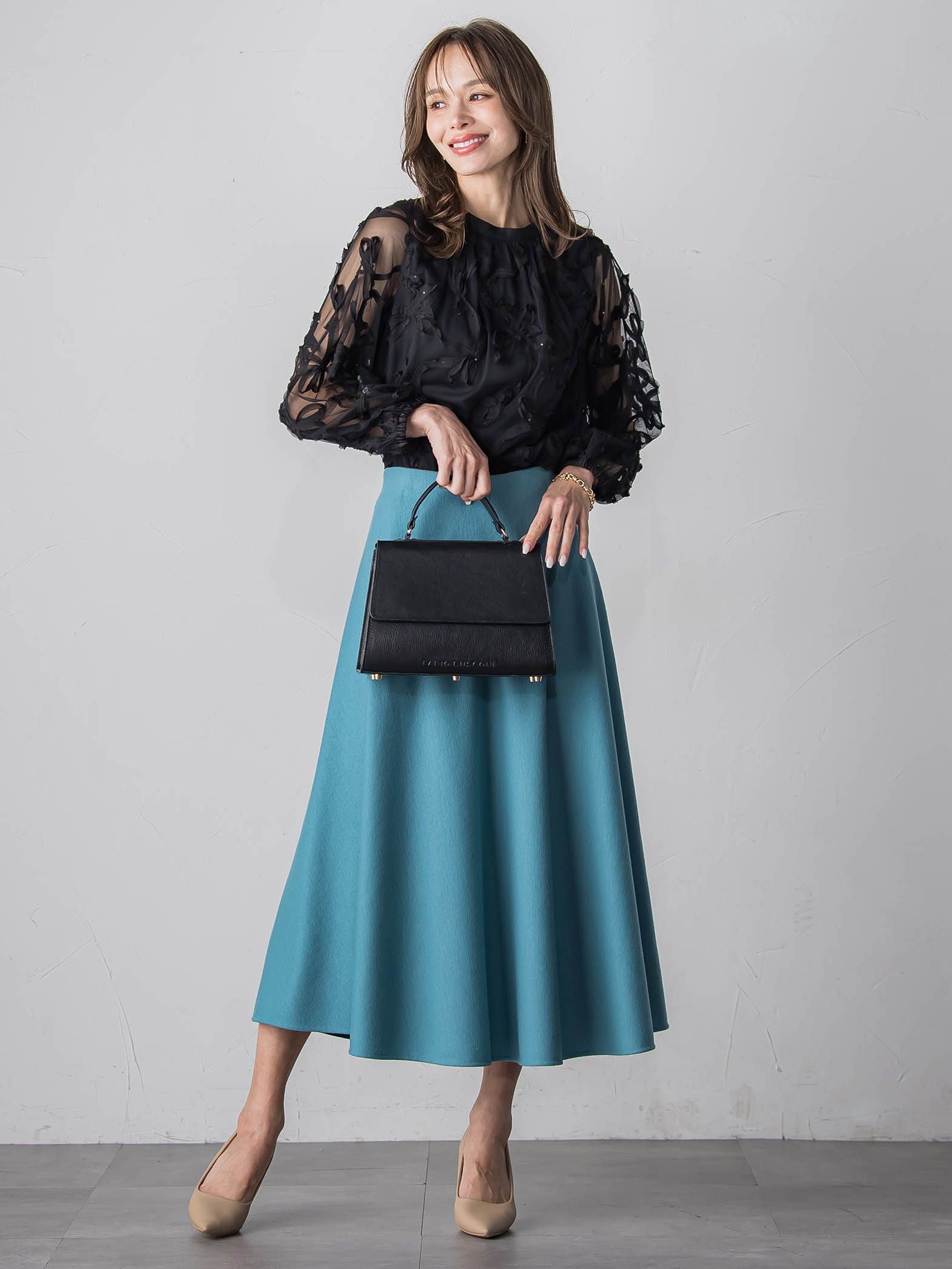 スパンコールテープチュールブラウス