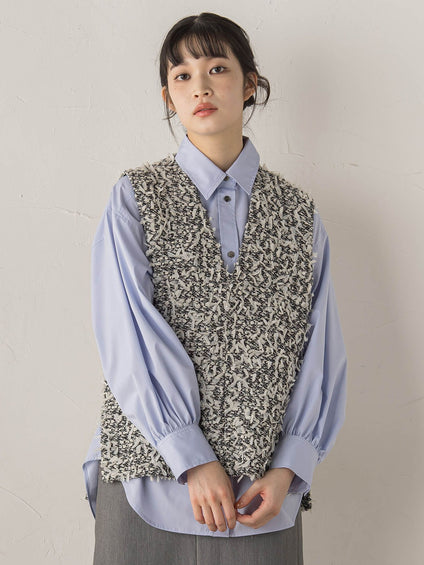 モナコツィードブラウス≪手洗い可能≫