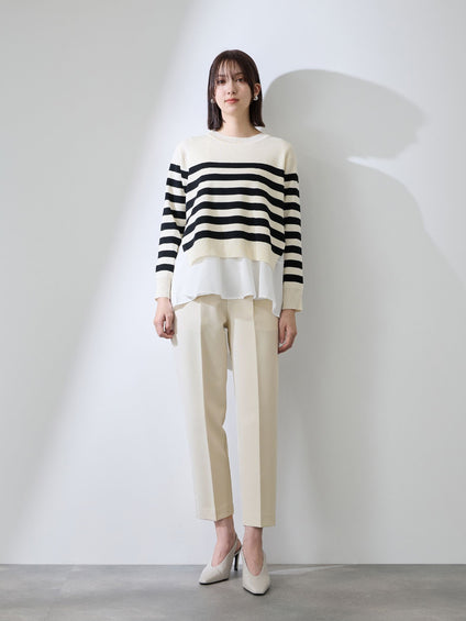 ダブルクロスストレッチビットテーパードパンツ