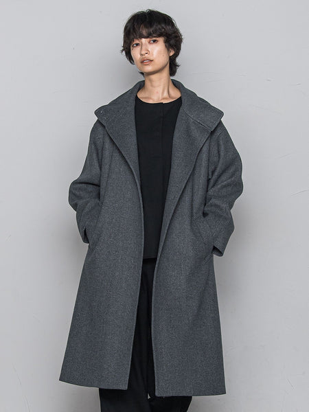 ライトジャージメルトンスタンドカラーロングコート