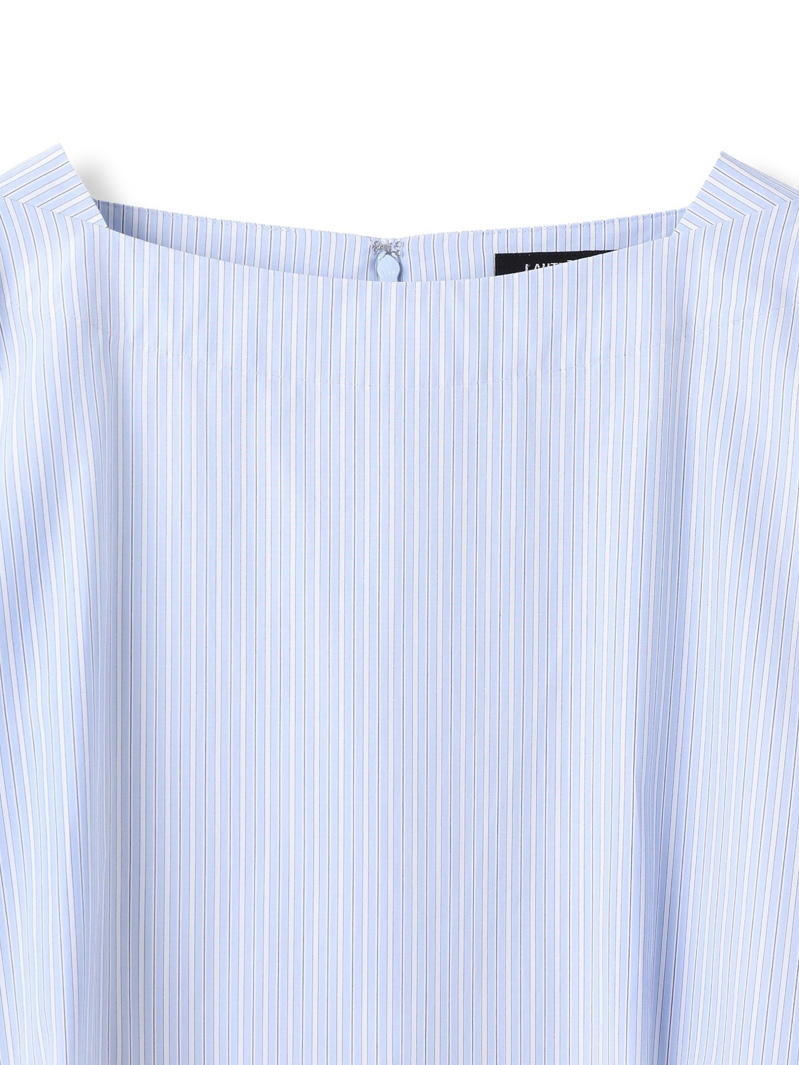 ボートネックコットンポプリンストライプブラウス