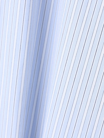 ボートネックコットンポプリンストライプブラウス