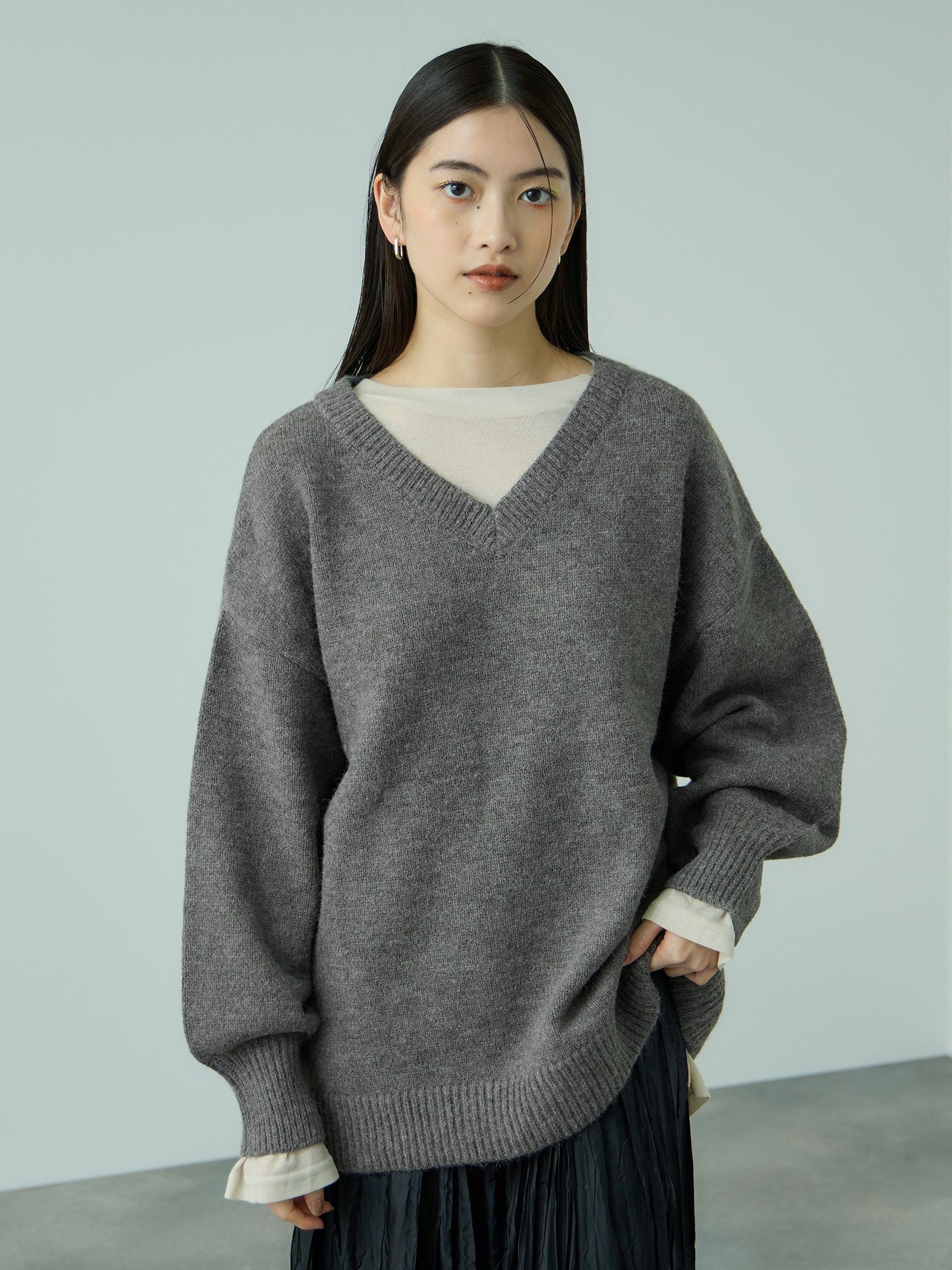 アルパカタッチVネックニットプルオーバー≪手洗い可能≫