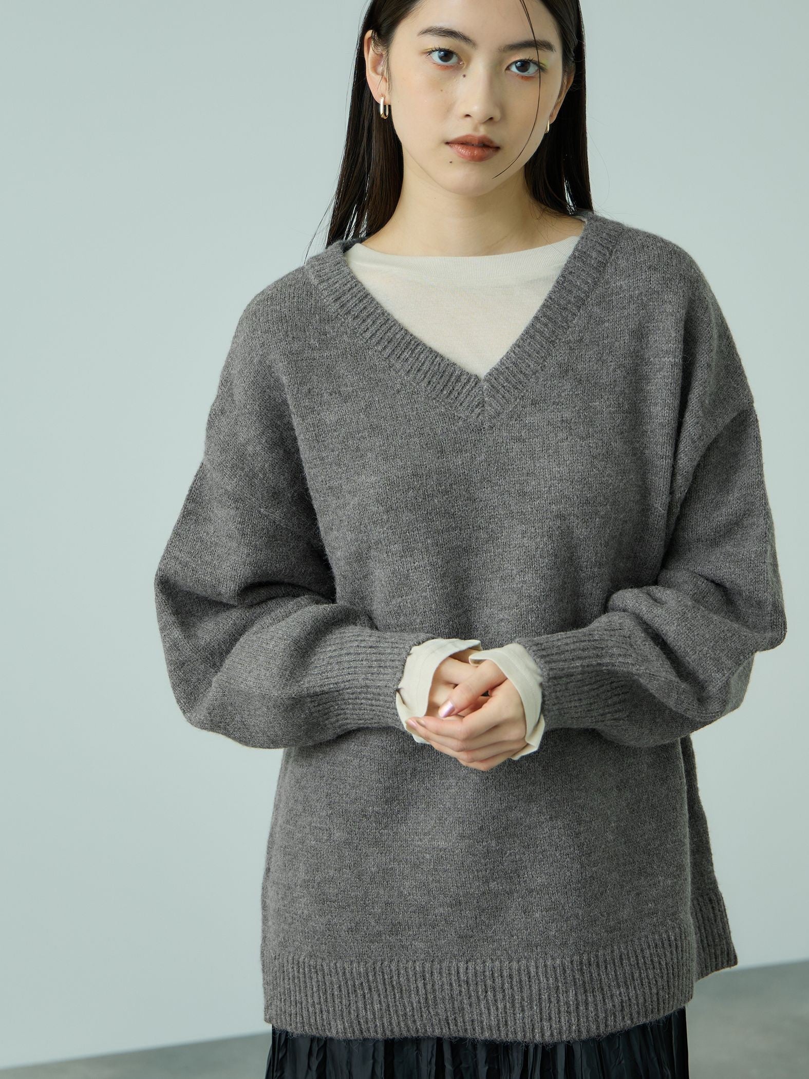アルパカタッチVネックニットプルオーバー≪手洗い可能≫
